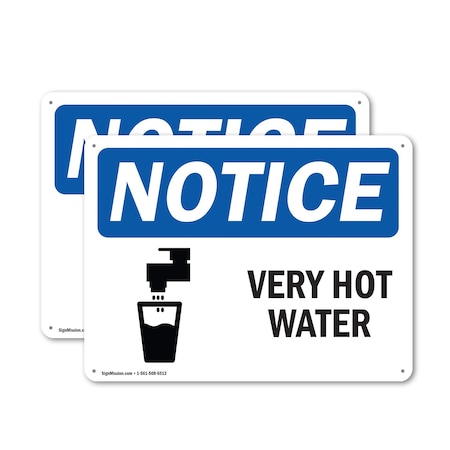 Signmission Hot Surface Sign, 7 in H x 10 in W, Aluminum, Very Hot Water OS-2PACK-NS-A-710-L-18871